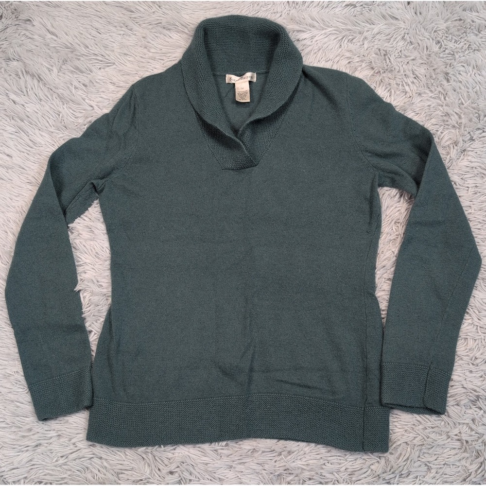 Susan Bristol Sweater Womens M Green Wool Rabbit Hair Blend Comfort Soft Preppy